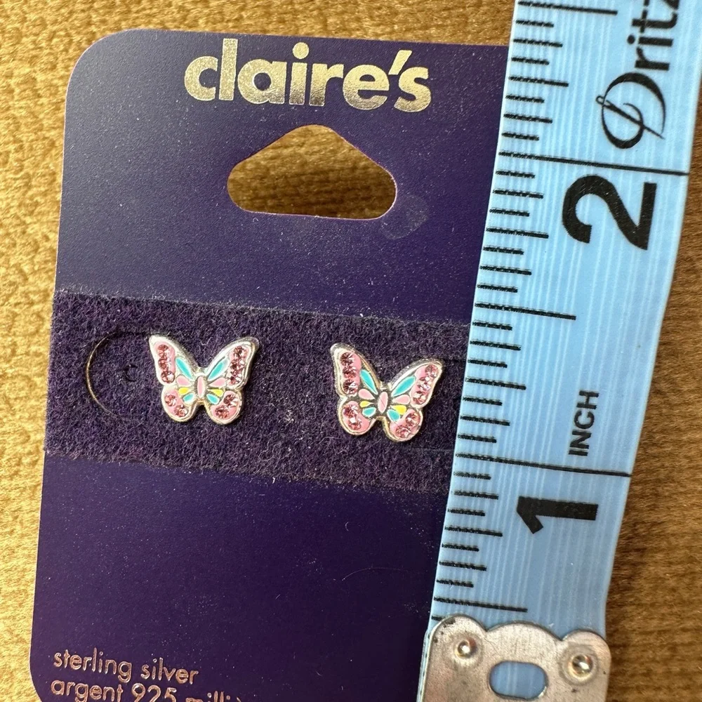 Butterfly and Flower Stud Earrings New - Picture 5 of 9